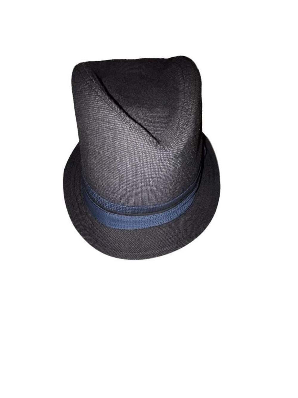 Free Authority Quality Milliner Men's Black Woven Fedora with Blue Band